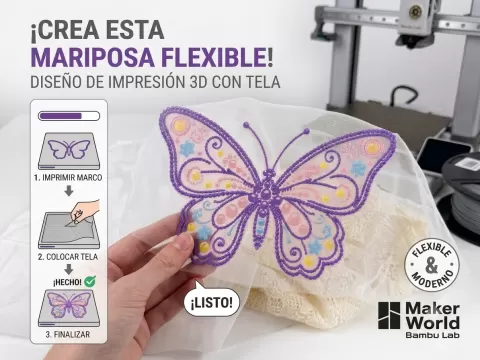 Mariposa Impresa sobre Tela (Tul)