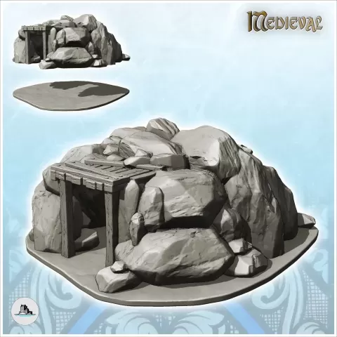 Wooden mine entrance in rocky dome (6) - miniatures warhamme - Hartolia Miniatures
