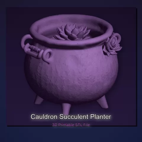 Cauldron Succulent Planter - 3D Printable STL File