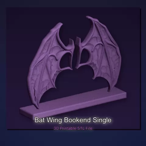 Bat Wing Bookend Single - 3D Printable STL File