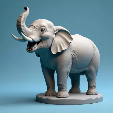 2312 Joyful Laughing Elephant 3D Model on Pedestal, pug, dachshund, poodle, cat, camel, bear, beagle, crocodile, lion, fox, bull terrier, pomeranian, donkey, wolf, doberman pinscher, newfoundland, elephant