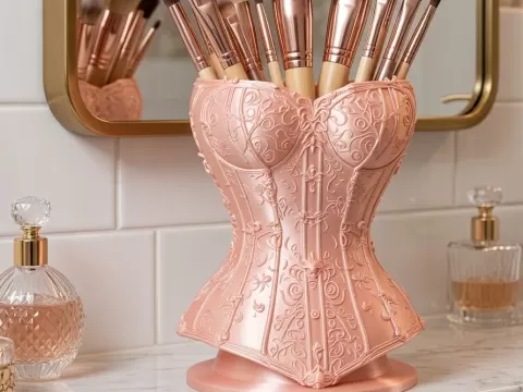 ELEGANT CORSET MAKE-UP BRUSH HOLDER / ORGANIZER