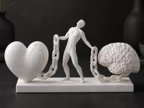 Heart and Brain Balance Sculpture - Emotional Art