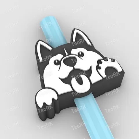 Straw Topper Shiba inu dog Fits Standard & Stanley Straws | STL, 3MF pre-painted