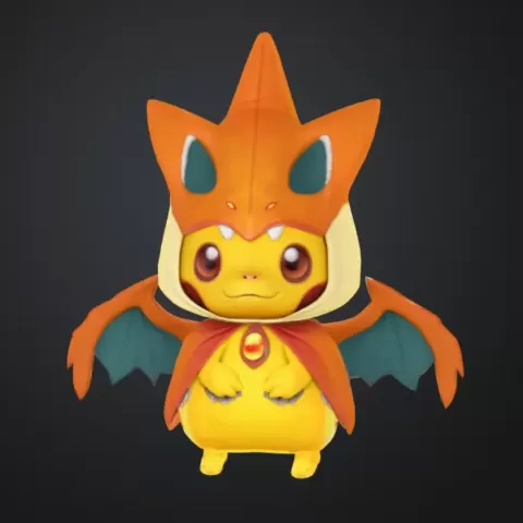 Pikachu with Charizard Costume - Lu Lu ID