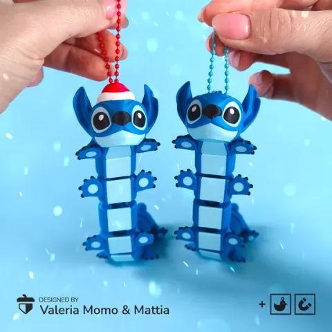 🐛🎅 Flexi Stitch, Xmas + Long Caterpillar Add-on (Toy & Keychain) by Valeria Momo & Mattia