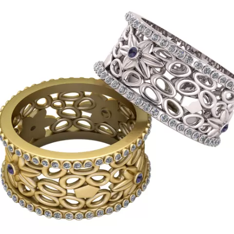 Floral Openwork Wide Band Ring