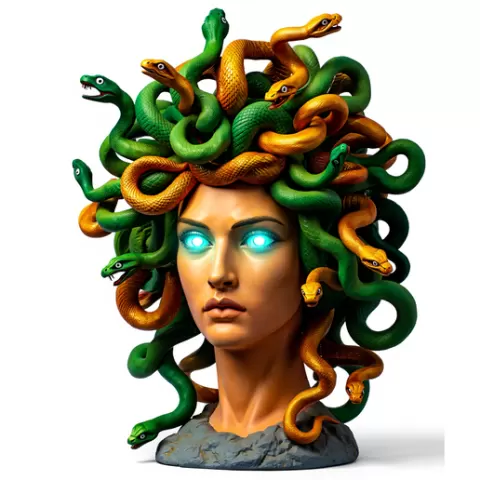 1984 Medusa Gorgon Head 3D Model, magic, dragon, serpent, mask, gnome, gorgon, venetian carnival, wild, fox, monster, cat, fair, witch, werewolf, horror, beast, snake, troll, skeleton dance