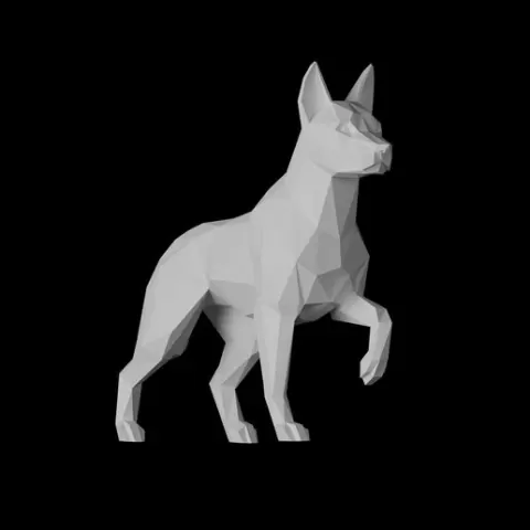 dog sculpture print model dynamic pose