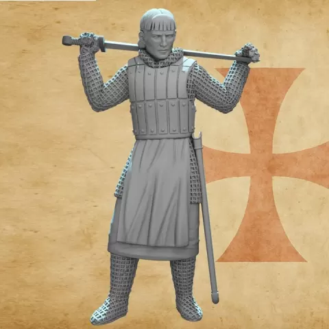 Knights Templar Resting Warrior – Medieval Crusader STL Miniature – 28mm / 32mm Wargaming & Painting Model by Northern Crusades Miniatures