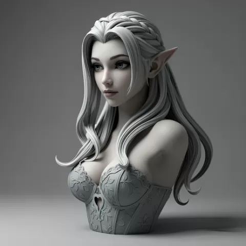 Elven Princess Bust 100mm - 3D Printable Model