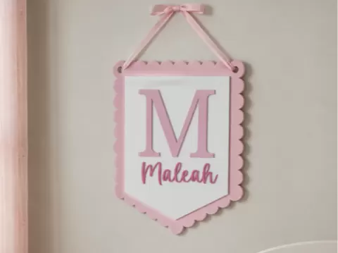 Personalised Scalloped Initial Name Hanging Plaque