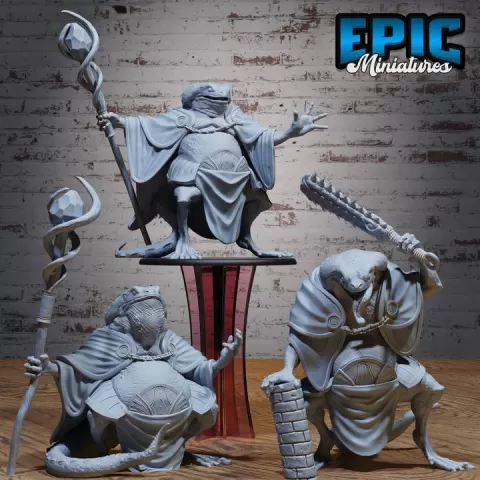 Toad Boss Set / Frog Tribe / Toadfolk Fighter / Amphibian Army / Swamp Warrior / Marshland Villager / Forest Wetland Encounter by Epic-Miniatures