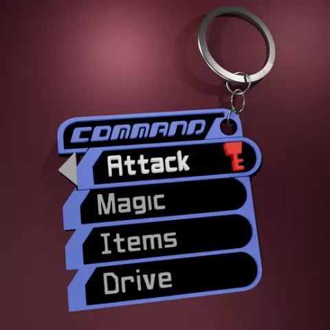 Kingdom Hearts 1 Command Menu Key Chain