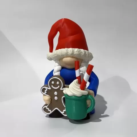 Girl Build-a-Gnome Christmas Add-On STL Bundle – Santa Hat, Hot Cocoa, Gingerbread Cookie Accessories
