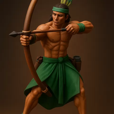 Oxóssi STL 3D Model - African Deity of Hunting and Forest - High Detail