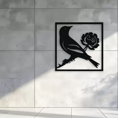 Bird and Rose Wall Art