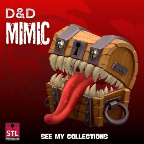 Hungry Chest STL File – Monster Mimic Chest with Tongue and Teeth – Surprise Fantasy 3D Print Model