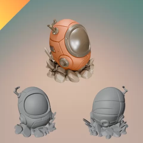 Cute Sci-Fi Escape Pod – STL, OBJ, and GLB 3D Print Model