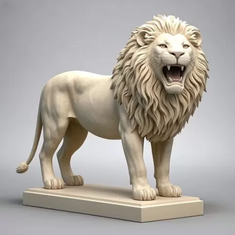 1372 Laughing African Lion with Majestic Mane - Full-Color 3D Model, pug, dachshund, poodle, cat, dog, monkey, monkey, zebra, animal, armadillo, lion, fox, faun, pomeranian, troll, platypus, majestic, sculpture, fantasy, crocodile