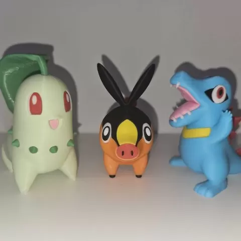 TEPIG TOTODILE AND CHIKORITA MULTIPART WITHOUT AMS EASY TO PRINT LITTLE MATERIAL