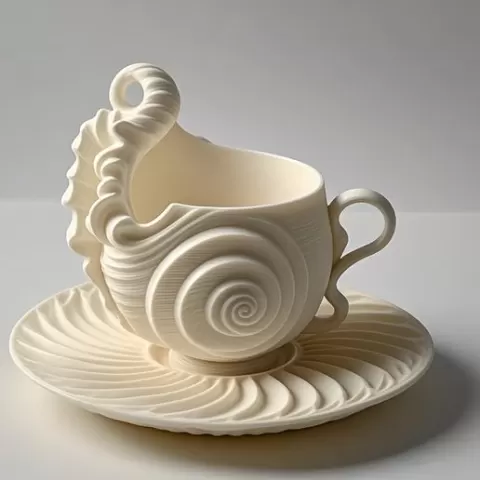 Nautilus Shell Teacup and Saucer