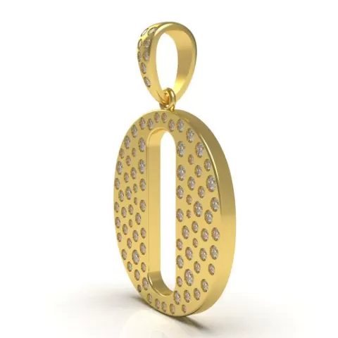 Letter 0 Flush Setting Diamond Pendant