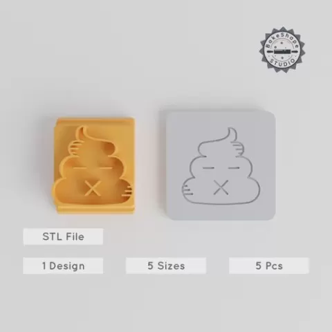 Funny Emoji Poop Stamp Set, 5 Sizes, Perfect for Clay, Cookies & Fondant, Comical Feces Tile Motif