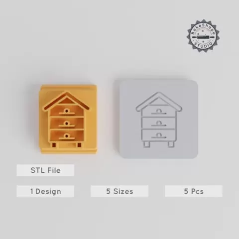 Bee & Honeycomb Stamp Tile Set, 5 Sizes, Honey Farm Clay & Cookie Fondant Motifs
