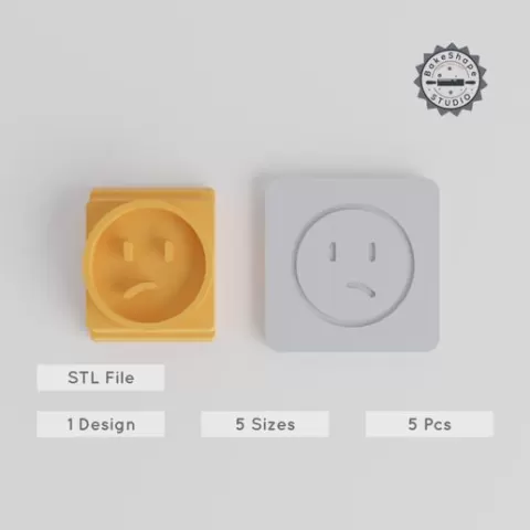 Confused Emoji Stamp Tile Set, 5 Sizes 20-40mm, Perfect for Clay, Cookies & Fondant