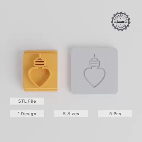 Heart Decoration Stamp Tile Set, 5 Motif Sizes, Perfect for Clay, Cookies & Fondant