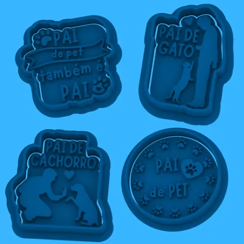 Pack 4 Pet Fathers Day Cookie Cutter - Pack 4 Cortadores Dia dos Pais de Pet - Português BR