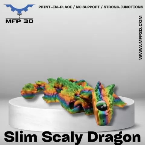ARTICULATED SLIM SCALY DRAGON MFP3D -NO SUPPORT - PRINT IN PLACE - SENSORY TOY-FIDGET