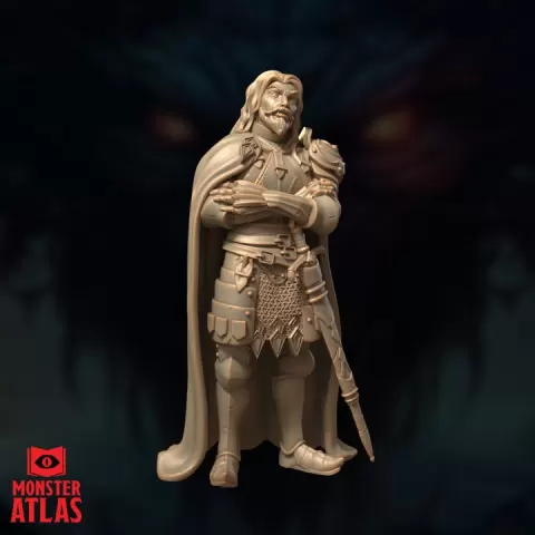 Vampire Warlord | Vampire Knight | Fallen Sword Master | DnD 5e STL Miniature | 32mm Resin by Monster Atlas Fantasy Miniatures