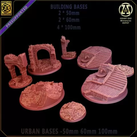 Urban Bases - 2 each of 50mm and 60mm, FOUR - YES four 100mm