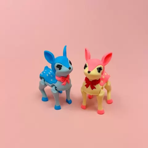 Midcentury Flexi Fawn Deer - Articulated, Print in Place, Fidget Fun by Pixel and Papier