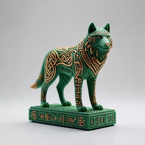 1079 Color 3D Model of a Totem-Style Wolf on a Pedestal, pug, dachshund, poodle, monkey, elephant, lion, fox, pomeranian, troll, platypus, majestic, totem, fantasy, crocodile, art, STL, DND, ARTE