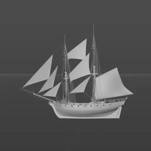Basic_Brig sailboat digital model