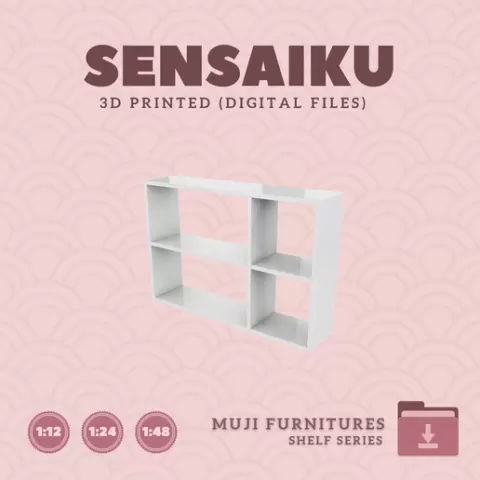 Miniature Replica 13. Muji Stacking Shelf Oak - Combo 04 for Miniature Dollhouse - Muji - 3D Print Instant Download