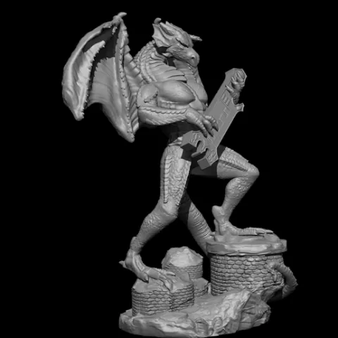 dragon playing keytar