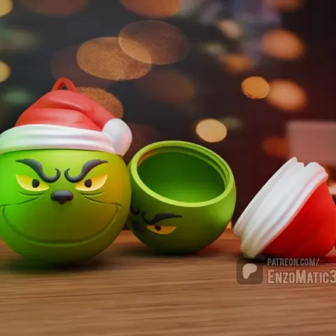 Christmas tree ball - Christmas ornament with secret gift cavity - 3MF, STL - Print in place, No Support by EnzoMatic3D