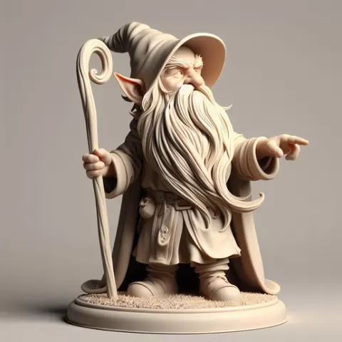 679 Fairy Tale Gnome – Full-Body Figurine on Base, fairy, troll, gnome, character, miniature, fox, monster, gothic, skeleton, dog, minimalist, fantasy, dragon, figurine, collectible, Halloween, STL, ARTE, DND, art
