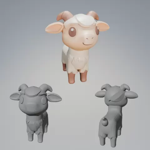 Cartoon Goat – 3D Print STL Model with Textured GLB for Toys, Decor, or Collectibles