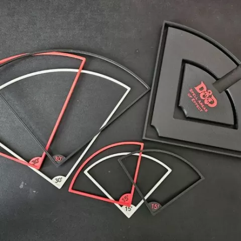 DnD 15ft & 30ft Cone Spell Template & Holder