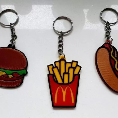 Fast-food keychain Hotdog-burger-fries / Comida rapida- panchos-hamburgesa-papas fritas llaveros