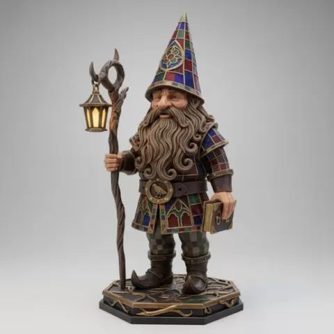 404 Fairy Tale Gnome – Full-Body Figurine on Base, character, miniature, fox, ARTE, gothic, gorgon, DND, minimalist, fantasy, art, figurine, collectible, Halloween, pomeranian, STL, 3d models, 3D printing