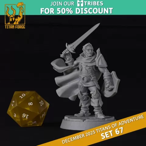 Male Human Fighter - DnD Hero Characters - Titans of Adventure Set 67 by Titan Forge Miniatures