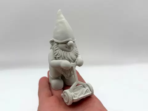 Funny Lawnmower Gnome