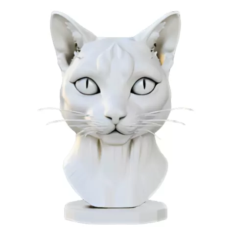 White Cat Bust