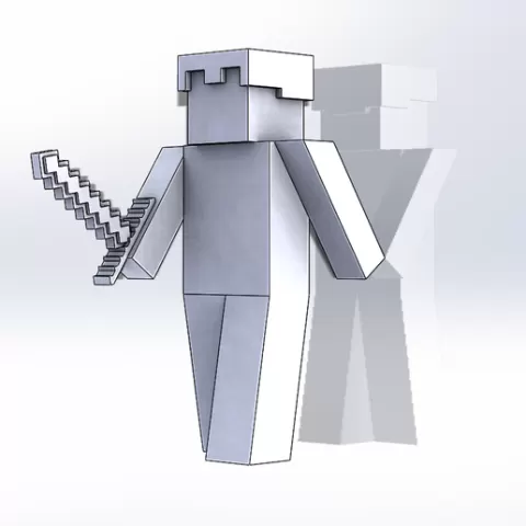 Minecraft-Inspired Warrior – 3-Part Action Figure STL